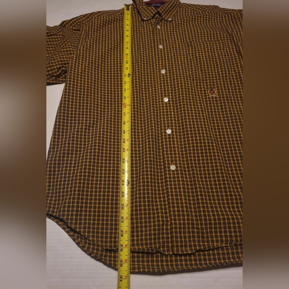 Vintage Tommy Hilfiger Long Sleeve Shirt Gold/Brown Plaid Large Logo Size Large - Picture 13 of 14